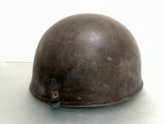 A WWII British Dispatch rider's helmet, leather liner (a/f), BMB 1943 63/4