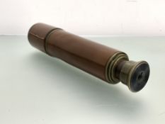 WWII period British telescope, Tel. Sct. Regt. MK11 S, four draw brass telescope with leather