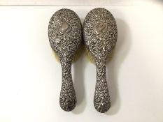 A pair of silver hairbrushes, Birmingham 1898, (26cm)