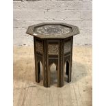 An Anglo-Indian occasional table, the faceted octagonal top with with mother of pearl and