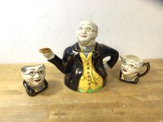 A novelty china teapot, impressed to base Mr Pickwick Proposes a Toast, stamped Lindgard, (19cm h)