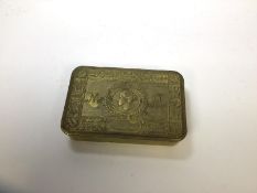 A Princess Mary WWI Christmas tin (3cm x 13cm x 9cm) lacking contents