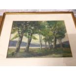 Doctor Hood?, View of Loch through trees, watercolour, inscription verso, (27cm x 37cm)