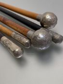 British swagger sticks: 14/20 Hussars, Seaforth Highlanders, the Royal Scots, Scots Guards, Queens