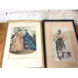 Early 20thc French Fashion print, Le Monde illustree, depicting two women, (28cm x 21cm), an