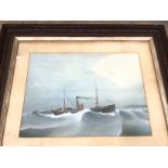 A Harwood (1873-1914), Fishing Trawler Kilrenny in choppy sea, watercolour and oil, (36cm x 50cm)