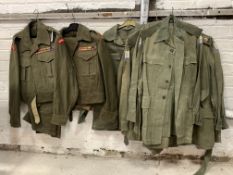 Essex regiment officer's battle dress together with several lightweight tunics and a homeguard