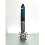 Armoures demonstration mortar/shell, spinning nose, steel body on aluminium four blade tail (a/f)