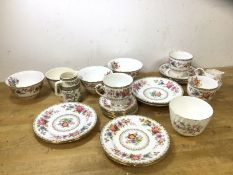 A mixed lot of china, all with floral decoration, including a Minton Marlow sugar bowl (7cm x 10cm),