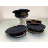 Royal Naval Officer's caps all with Gieves labels (4)