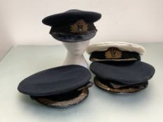 Royal Naval Officer's caps all with Gieves labels (4)