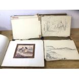 A collection of seven sketch books by Nan C Livingstone, earliest 1921, latest dated 1933