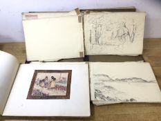 A collection of seven sketch books by Nan C Livingstone, earliest 1921, latest dated 1933