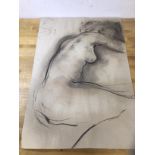 Nude drawing of woman, charcoal (59cm x 40cm)
