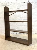 A stained pine three tier open wall with two adjustable shelves, H103cm, W82cm, D20cm