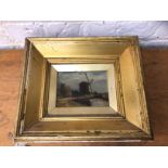 Norwich School, early 19thc, windmill by a pond, unsigned, oil on canvas, gilt wood frame, (11cm x