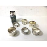 A collection of silver napkin rings, combined weight 182 grammes, an Elkington silver plated