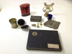 A mixed lot including a vintage Player's cigarette tin, an Edwardian metal mesh purse, a box with
