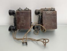 Two WWI period wall mounted field style telephones (a/f)