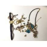 A quantity of jewellery including stud earrings, necklaces, abalone shell pendant and matching