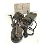 WWII period mine detector, no. 4a, no battery together with two tin instruction panels