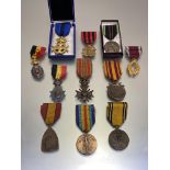 Belgium. Order of the Crown 2nd class Officer breast badge, cased, Croix du Guerre, Victory medal.