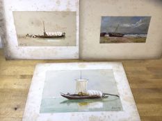 Arthur Perigale, RSA, three 19thc watercolour sketches of boats, all unframed, signed and dated (
