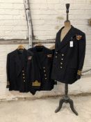 Royal Navy officer's jackets and trousers with WWII medal ribbons (3)