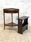 A Georgian style mahogany bow front corner wash stand (H79cm, W59cm, D42cm) together with an