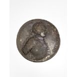 Coin and Note Interest:- A Frederick the Great 1758 bronze medallion, quite dirty but all detail