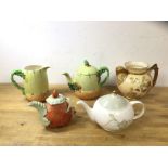 A mixed lot of china including a Burleigh Ware teapot of acorn form, (18cm h) with matching water