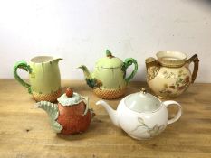 A mixed lot of china including a Burleigh Ware teapot of acorn form, (18cm h) with matching water