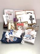 Stamp Interest:- A blue top storage tub containing a UK collection in two albums of Queen