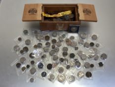 Coin and Note interest:- Mixed British coinage including silver and copper in old cigar box