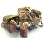WWII British respirators, mixed dates, several in original canvas bags (5)