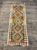 A Chobi kilim runner rug, of all over geometric design, 190cm x 65cm