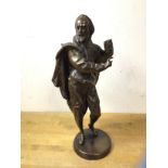 A bronze sculpture of Shakespeare, inscribed Poltevia to base ? (34cm h)