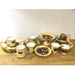 A Queen's Rosina China Company antique fruit series group of china including tazza (10cm x 17cm),