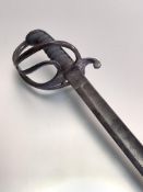 1822 pattern Victorian steel cavalry sword with etched blade, Victorian cypher East Lothian, no