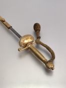 An Elizabeth II court sword, the gilded hilt with gold gilt sword knot, the Wilkinson & Sons