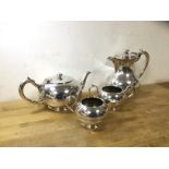 A Walker & Hall tea and coffee service including coffee pot (19cm high) a teapot, sugar bowl and