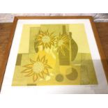 Limited edition print, still life with yellow flowers, 405, signed and dated 1972 bottom right (50cm
