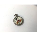 A vintage Ingersoll Mickey Mouse pocket watch lacking hour hand and glass, a/f (5cm diameter)