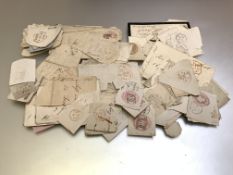 Stamp Interest:- A well stuffed envelope with a collection of UK, mostly 1840s saved for