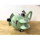 A Carlton Ware china Lucy May novelty teapot in the form of a bi-plane (13cm h)