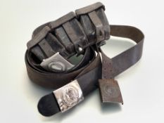 WWII German belts etc. including WWII steel bucked infantry belt, RAD belt and buckle (de-Nazified),