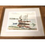 Andre Bernard, French harbour scene, watercolour, signed bottom right (17cm x 23cm)