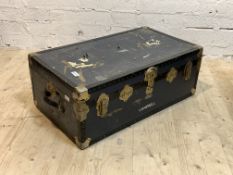 A mid 20th century hard cased travelling trunk, H34cm, W94cm, D52cm