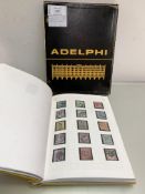 Stamp Interest:- An Adelphi album wiht three penny black + a bit margins, little crinkle top left at