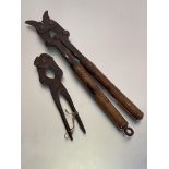 WWI wire cutters, one pair marked Wolseley 1916, the other indistinctly marked but arrow mark